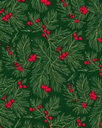 Evergreen Pine Red Berry Sprig Rug