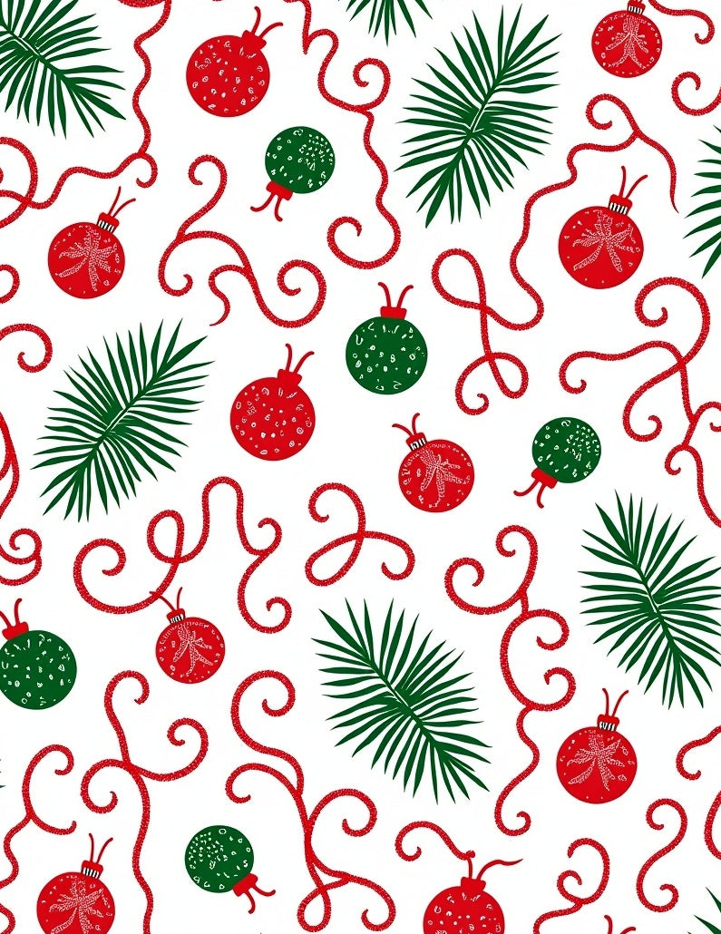 Red Green Ornament Foliage Swirls Rug