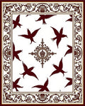 Crimson Birds With Ornate Border Rug