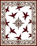 Crimson Birds With Ornate Border Rug
