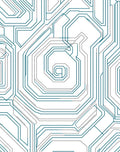 Circuit Board Teal Geometric Array Rug