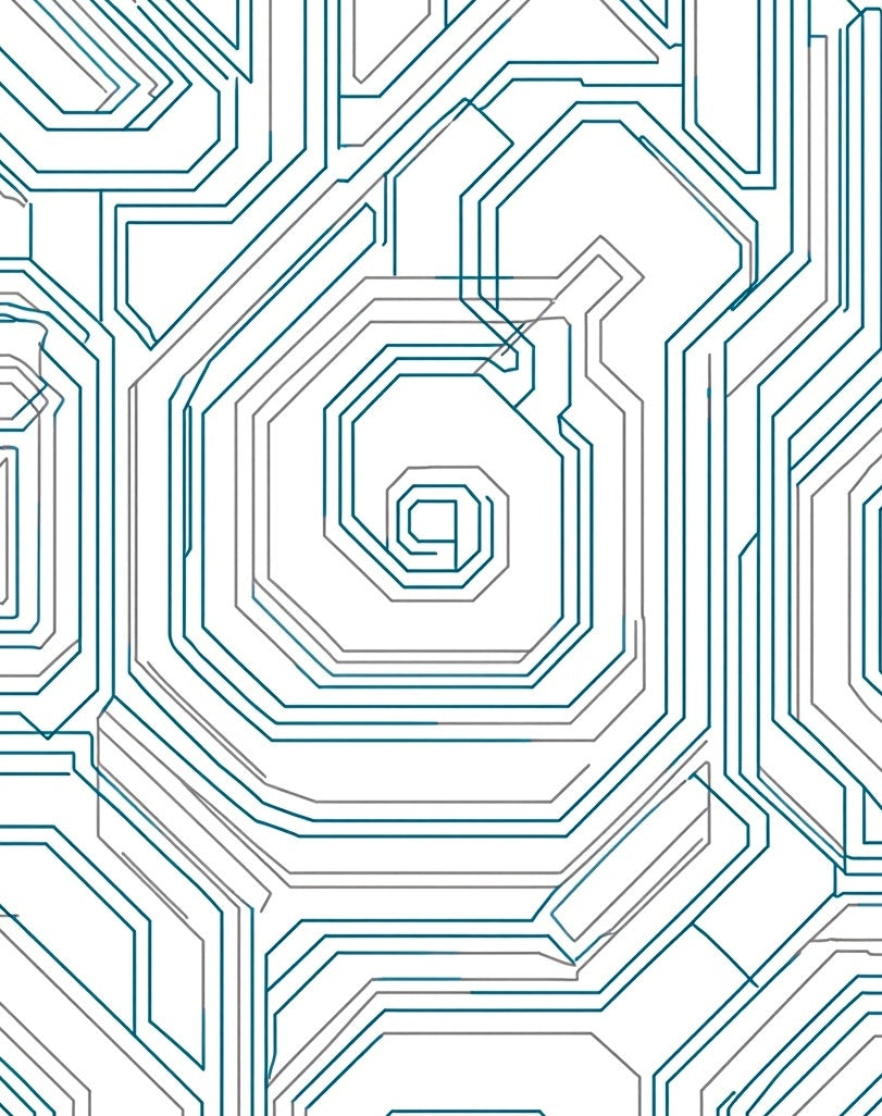 Circuit Board Teal Geometric Array Rug