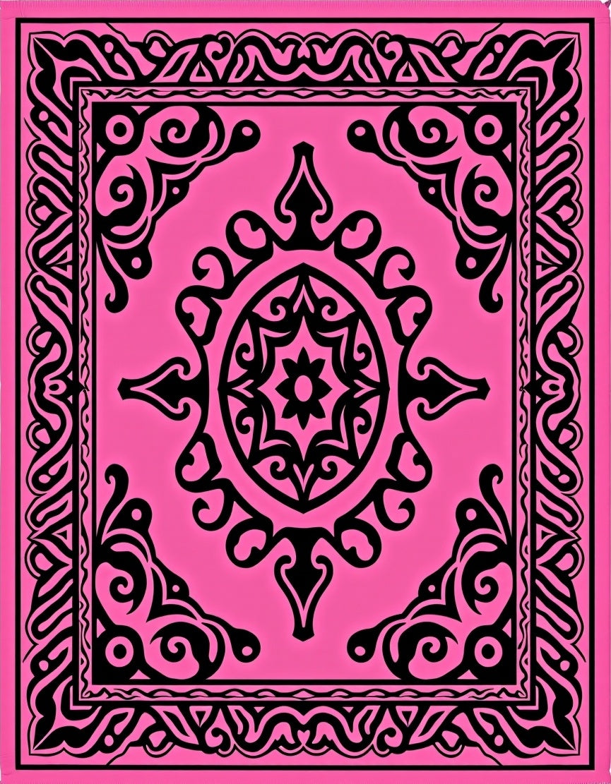 Bold Hot Pink Tribal Medallion Rug
