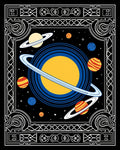Cosmic Planet Ringed Celestial Scene Rug