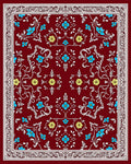 Crimson Floral Border Medallion Rug
