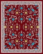 Crimson Floral Border Medallion Rug