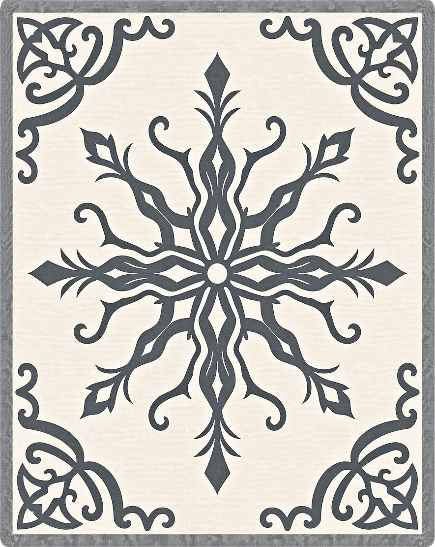 Dark Gray Medallion Inlay Rug