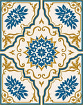 Blue Gold Floral Latticework Rug