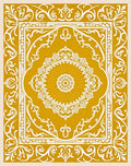 Golden Ochre Floral Medallion Border Rug