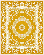 Golden Ochre Floral Medallion Border Rug