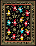 Whimsical Gnome Starry Night Black Rug
