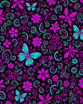 Vibrant Pink Turquoise Butterfly Floral Swirl Rug