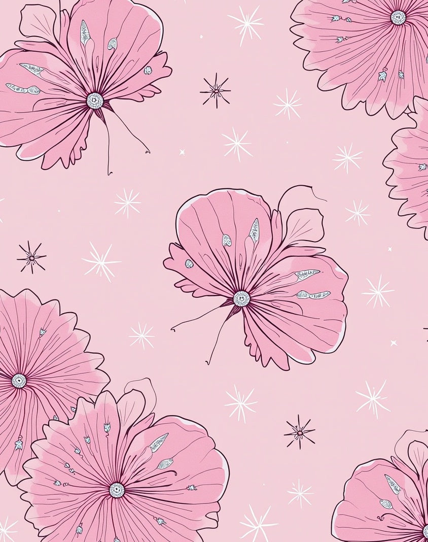 Pink Floral Starburst Background Rug