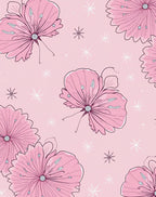 Pink Floral Starburst Background Rug