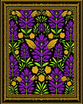 Purple Gold Floral Art Nouveau Rug