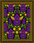 Purple Gold Floral Art Nouveau Rug