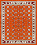 Vibrant Orange Geometric Lattice Rug