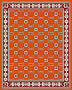 Vibrant Orange Geometric Lattice Rug