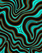 Black Turquoise Orange Swirl Rug
