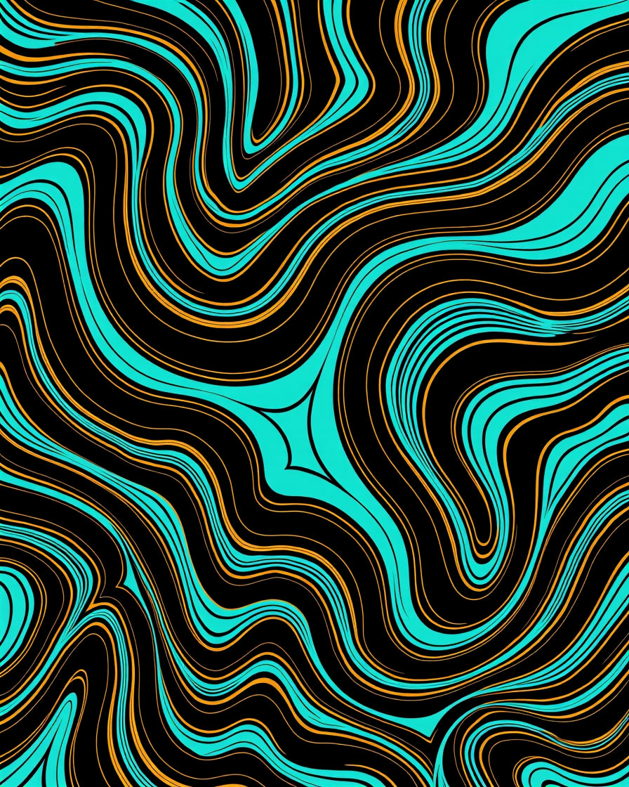 Black Turquoise Orange Swirl Rug