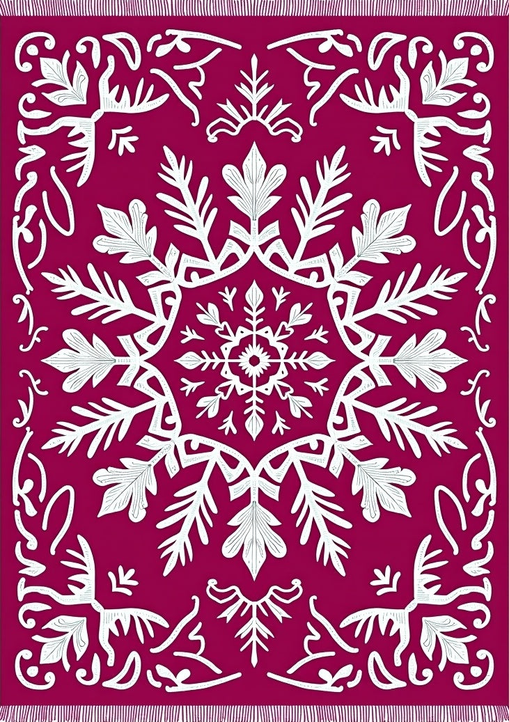 Deep Pink Floral Medallion Medley Rug