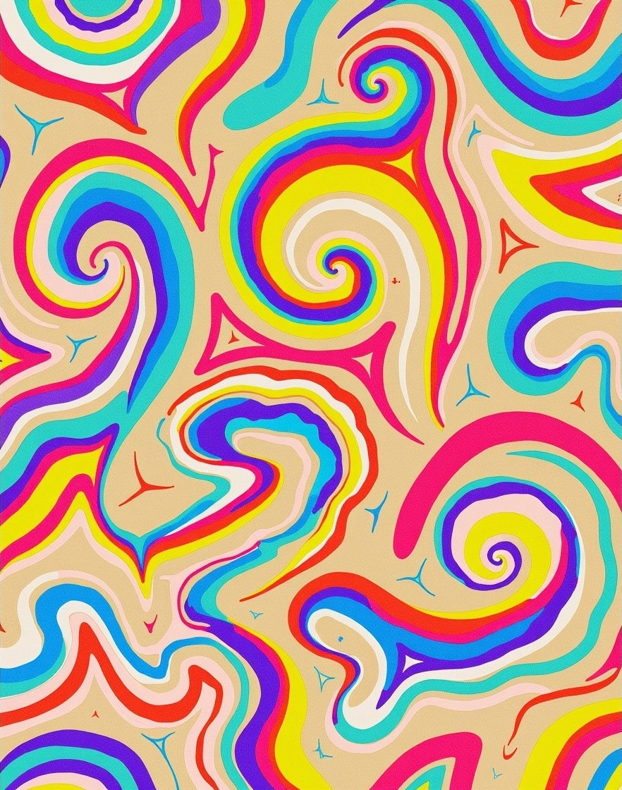 Vibrant Swirl Rainbow Psychedelic Rug