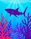 Deep Sea Coral Shark Silhouette Rug