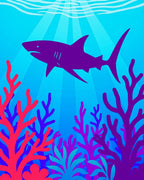 Deep Sea Coral Shark Silhouette Rug