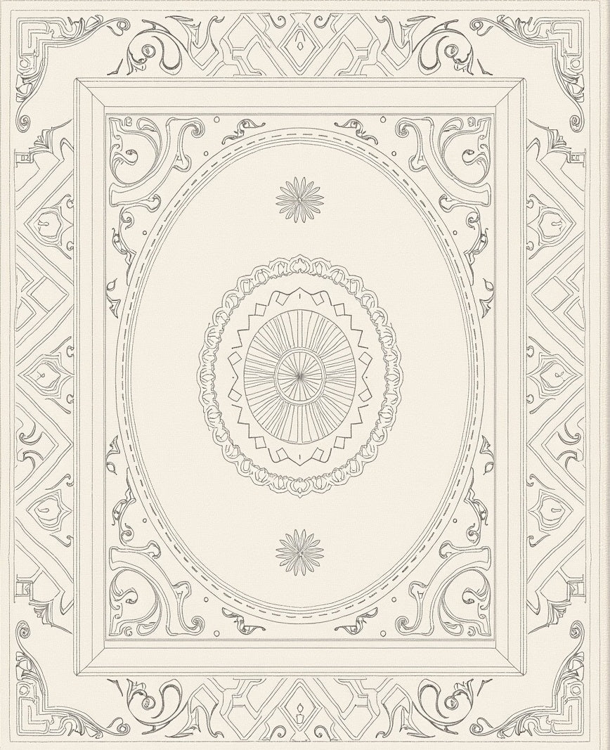 Ornate Cream Mandala Decorative Rug