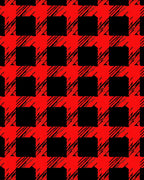 Bold Red Plaid Brush Stroke Rug