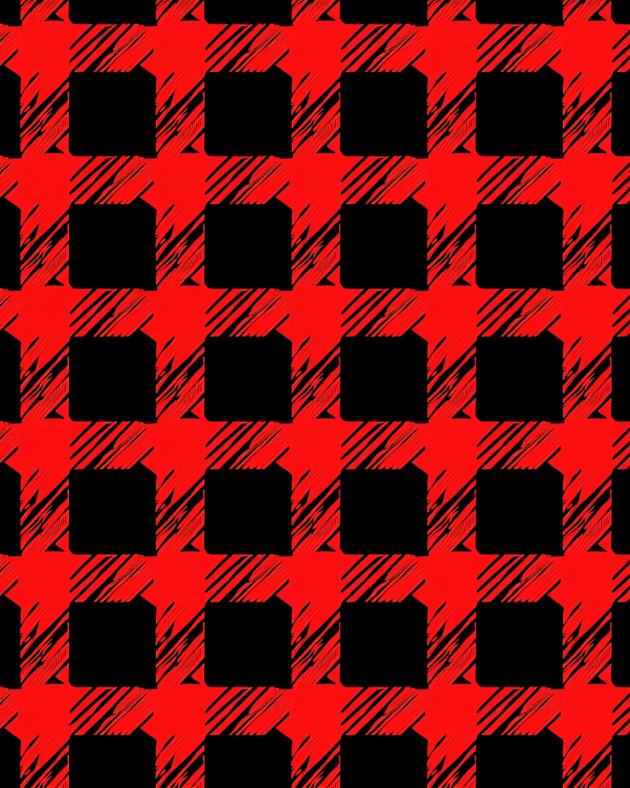 Bold Red Plaid Brush Stroke Rug