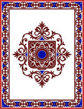 Rich Maroon Blue Medallion Border Rug