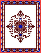 Rich Maroon Blue Medallion Border Rug