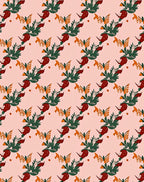 Crimson Berry Green Leaf Arrangement Rug