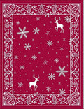 Crimson Snowflake Reindeer Border Rug