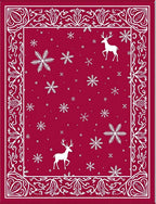 Crimson Snowflake Reindeer Border Rug