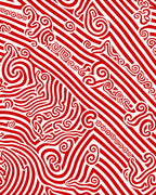 Bold Red Swirls Diagonal Stripes Rug