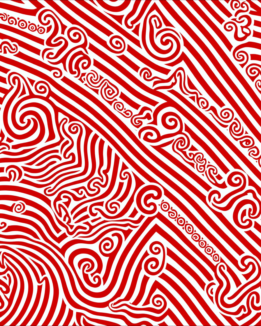 Bold Red Swirls Diagonal Stripes Rug