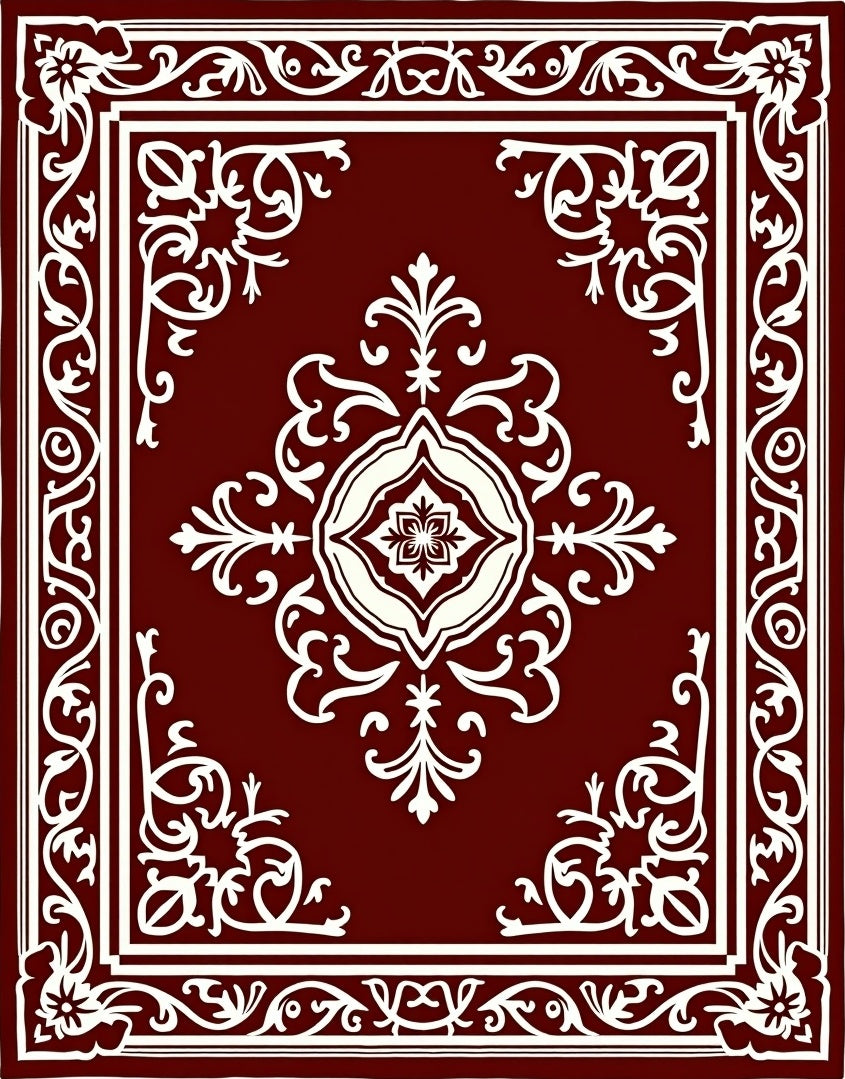 Crimson White Traditional Medallion Rug