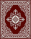 Crimson White Traditional Medallion Rug