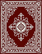 Crimson White Traditional Medallion Rug
