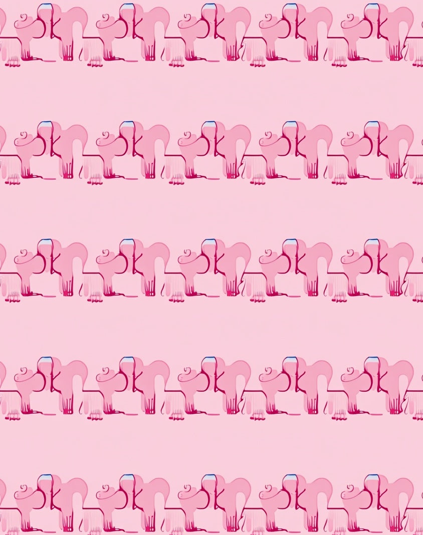 Whimsical Pink Elephant Repeat Rug