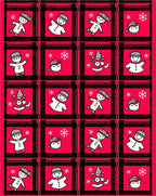 Red Plaid Snowman And Snowflake Square Rug