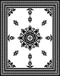 Classic Black White Medallion Border Rug