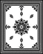 Classic Black White Medallion Border Rug