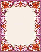 Vibrant Orange Pink Floral Border Rug