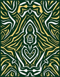 Emerald White Golden Abstract Flow Rug