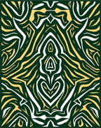Emerald White Golden Abstract Flow Rug