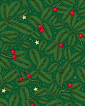Festive Green Pine Star Holly Rug