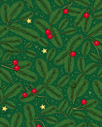 Festive Green Pine Star Holly Rug